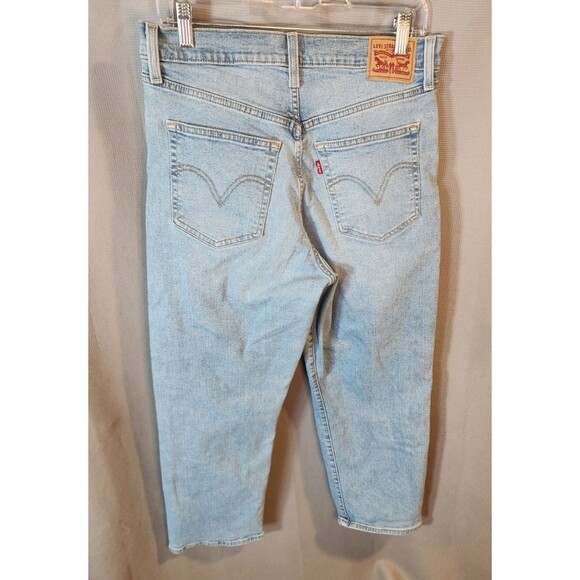LEVI'S Ribcage Straight Ankle Jeans Womens 31 (31x26) Blue Button Fly Distressed - Picture 2 of 9